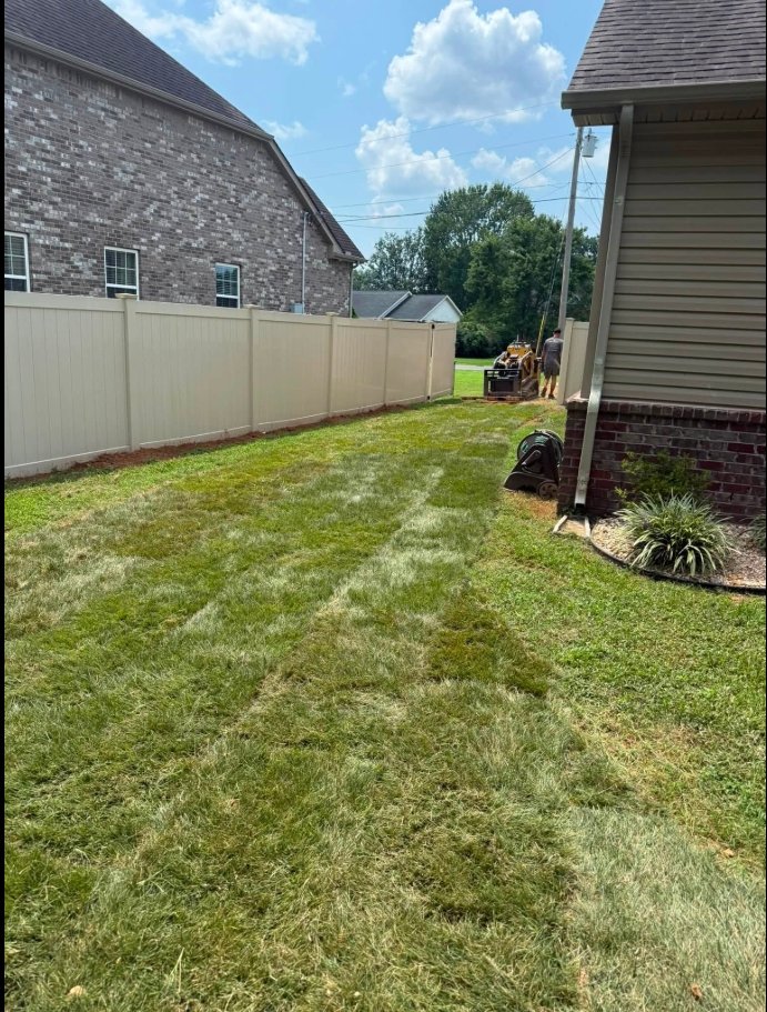 Freshly laid sod, same yard as the before photo